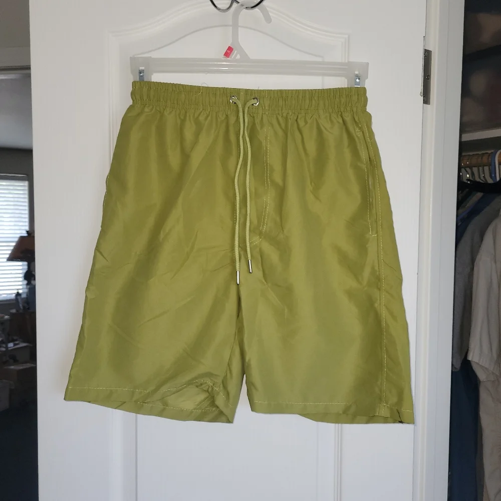 Navy, Olive, and Anchor Print Mens Size Small.Lined Swim Shorts Back To School